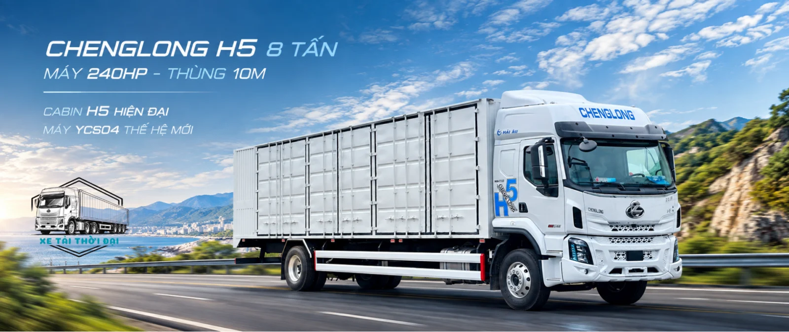 Banner xe tải ChengLong H5 240HP thùng 10m